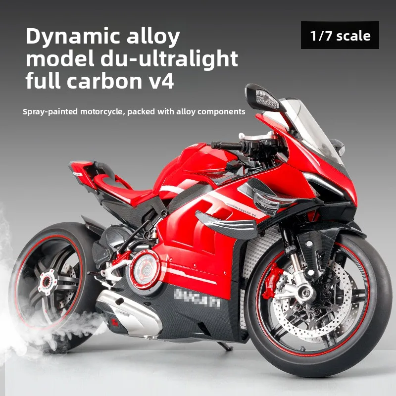 

XLG Simulation 1:7 Full Carbon Ultra Light V4 Alloy Motorcycle Model Ornament Model Toy Diecast Alloy Car Model Collectible
