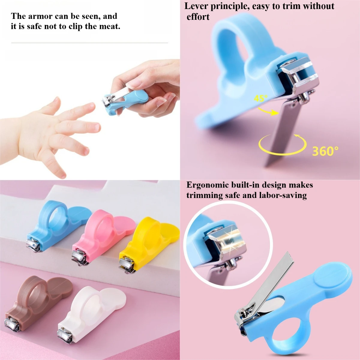 

Baby Nail Clippers Carbon Steel Anti Pinch Safety Guard Infant Nail Care Set Thumb Cover Professional Trimmer for Newborns