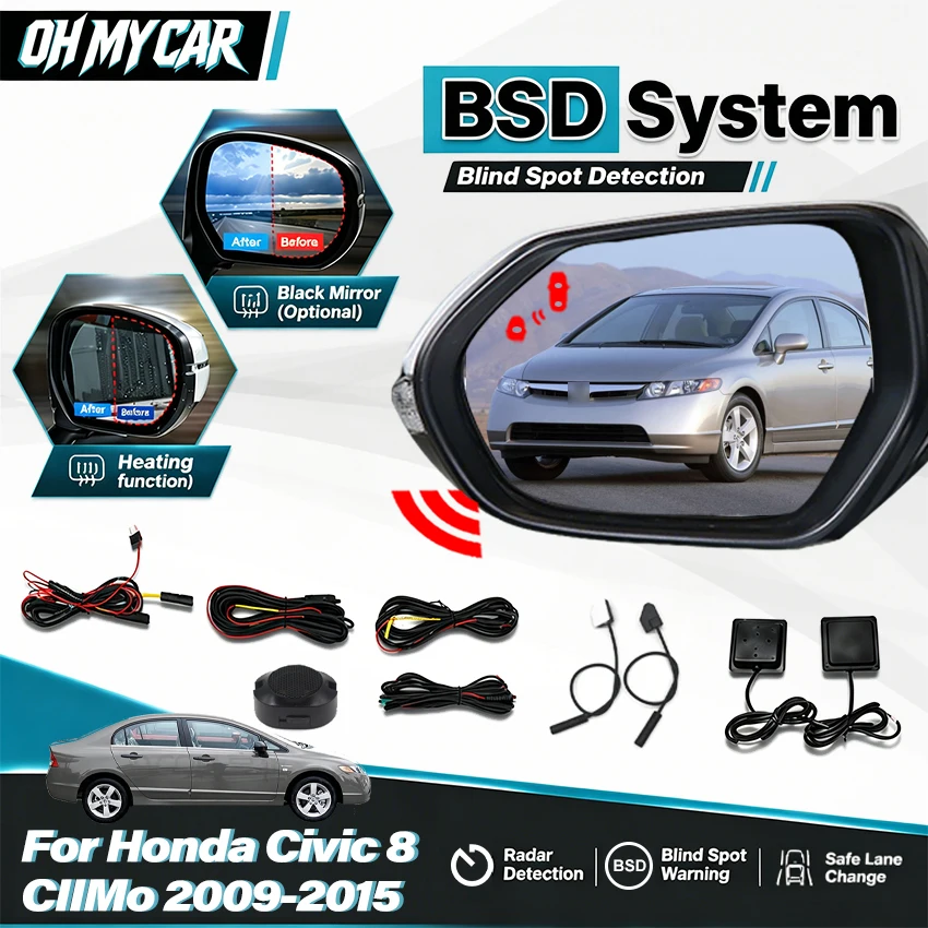 BSD BSA BSM Millimeter Wave Radar Blind Spot Detection System For Honda Civic 8 CllMo 2009-2015 Lane Change Parking Assistance