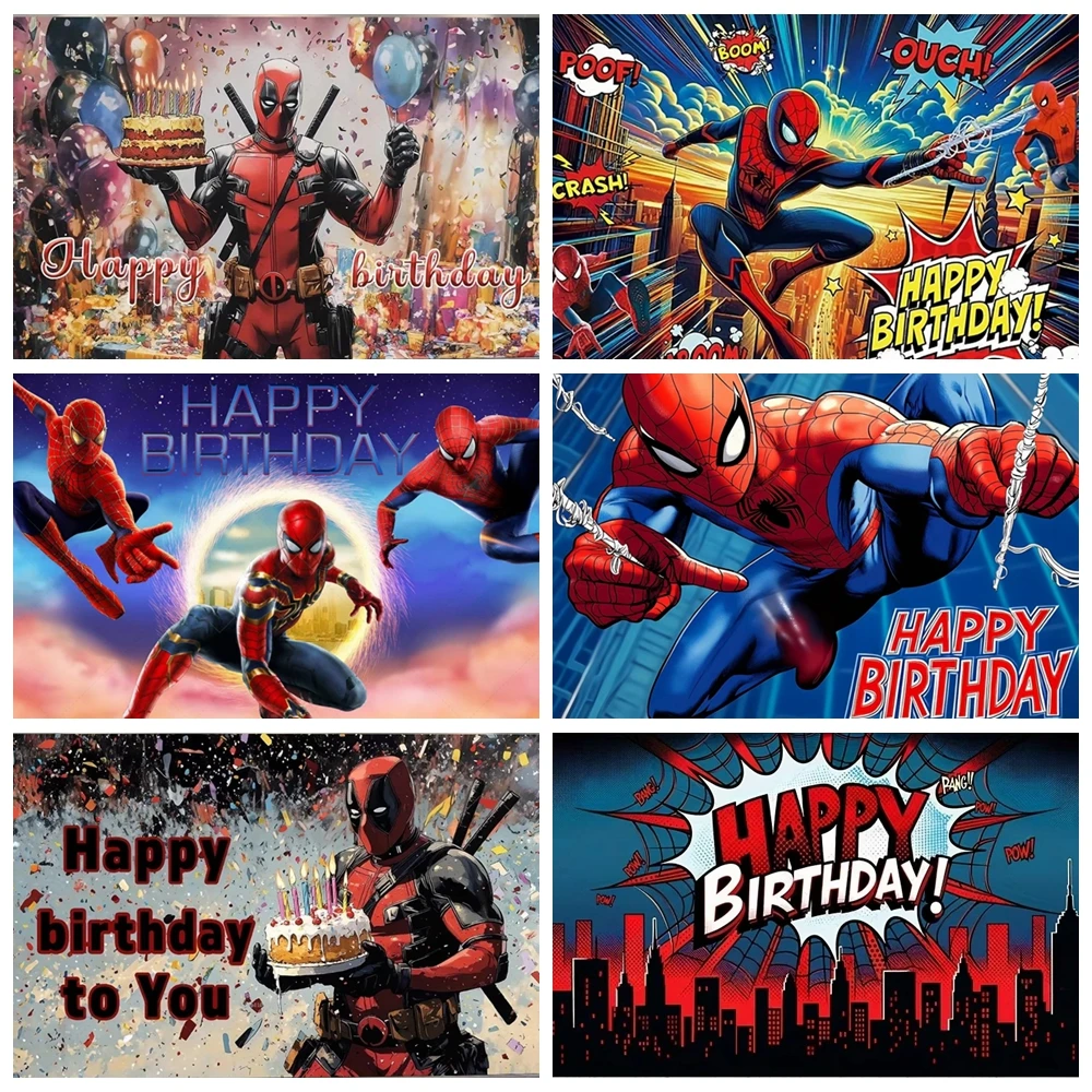 

Spiderman Birthday Party Decorations Photo Backdrops Superhero Boys Birthday Party Photography Background Poster Banner Prps