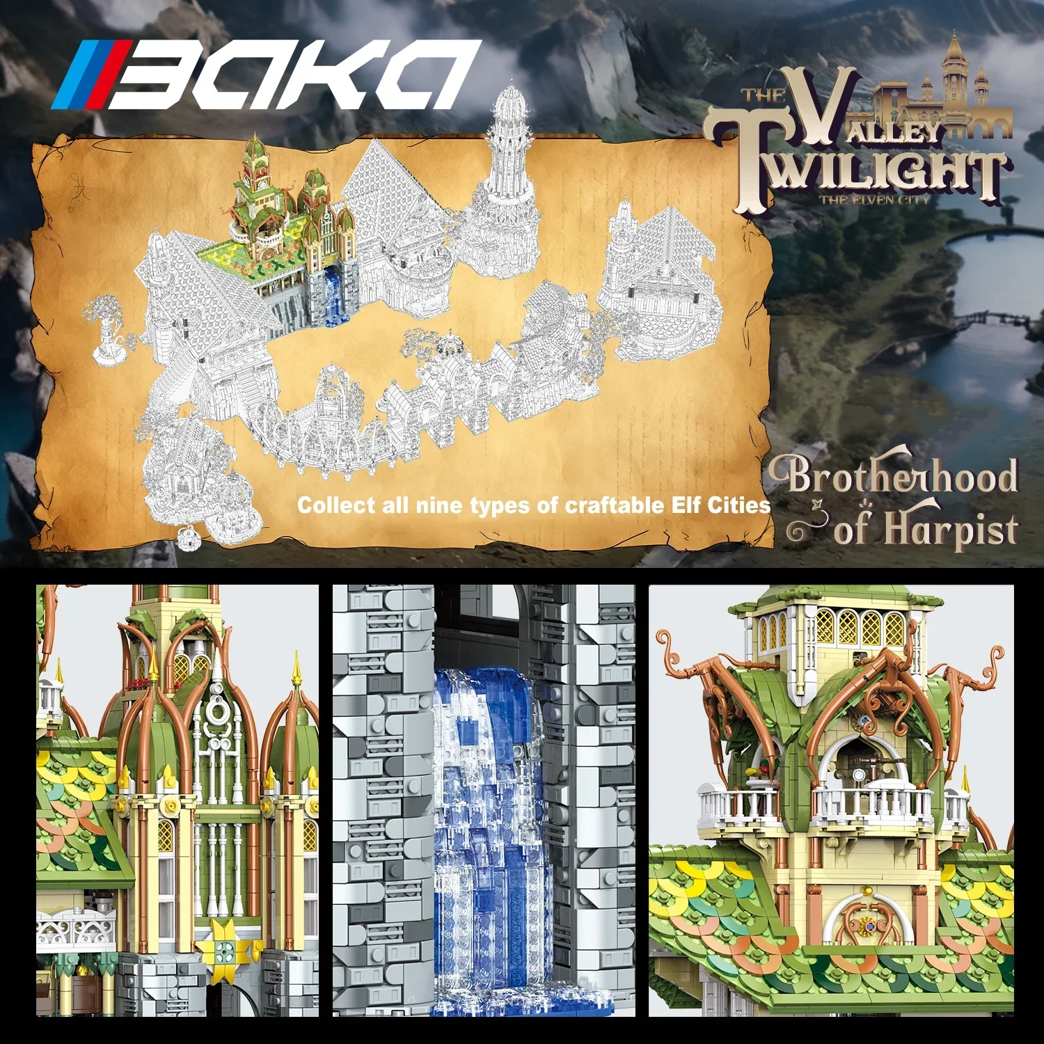 Europäische Elf Stadt Bausteine Set Neun-in-one Riesen Palast Modelle Ziegel Desktop Dekoration Diy Spielzeug Für Kinder urlaub Geschenke – Detail 6