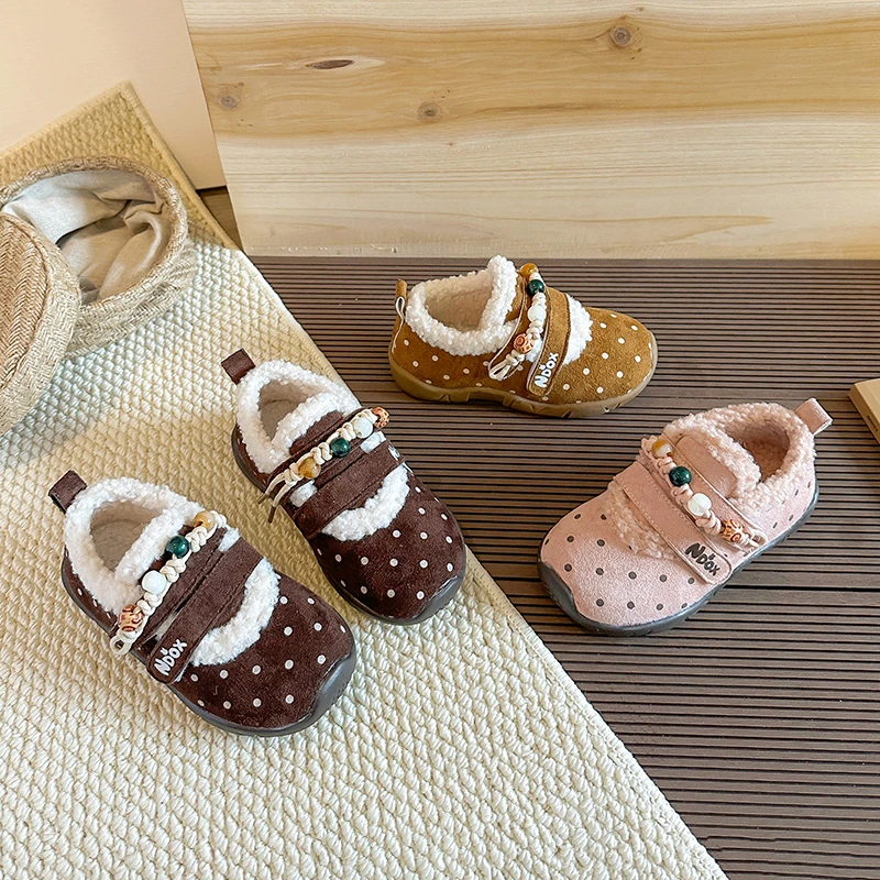 

Children Casual Shoe for Girls 2025 Winter New Fashion Korean Style Soft Bottom Anti-slippery Versatile Princess Cotton Sneakers
