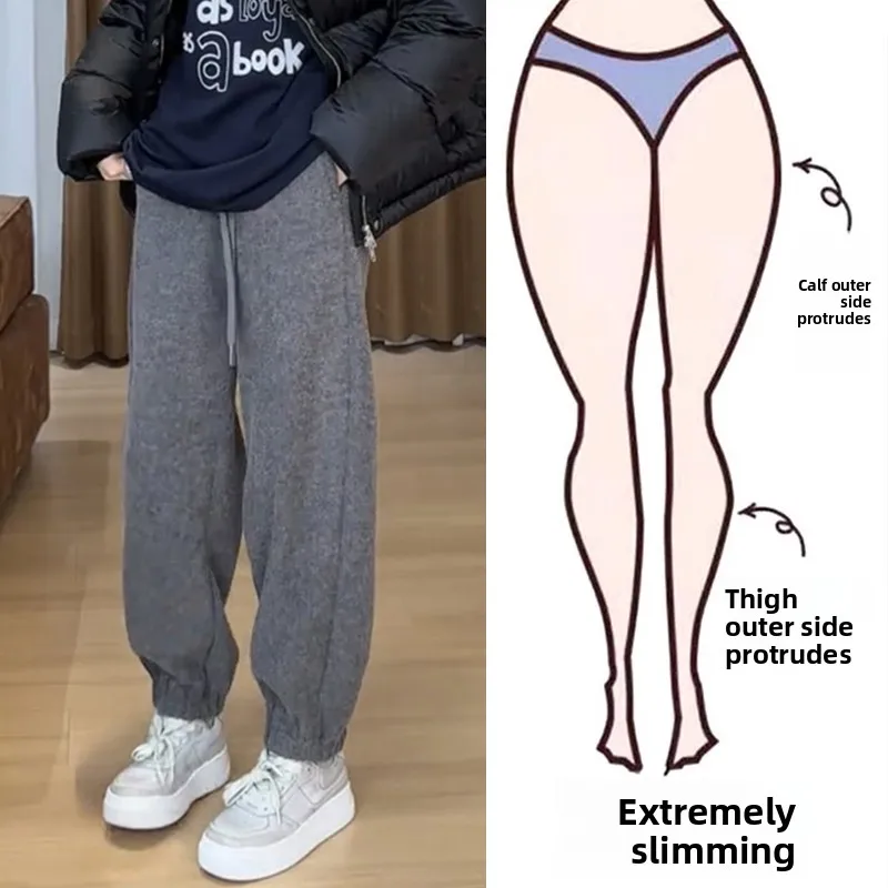 

Casual Fleece Lined Thickened Trousers Women's Harlan Pants Autumn Winter plus Size Loose Fit Sweatpants High Waist Cargo