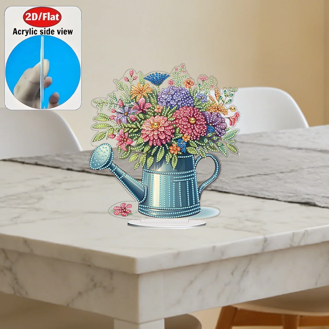 2D / Flat 1pc Flower Ornament Acrylic Welcome Plaque Diamond Painting Desktop Ornament Set, Shiny Wall Decor, Holiday Gift