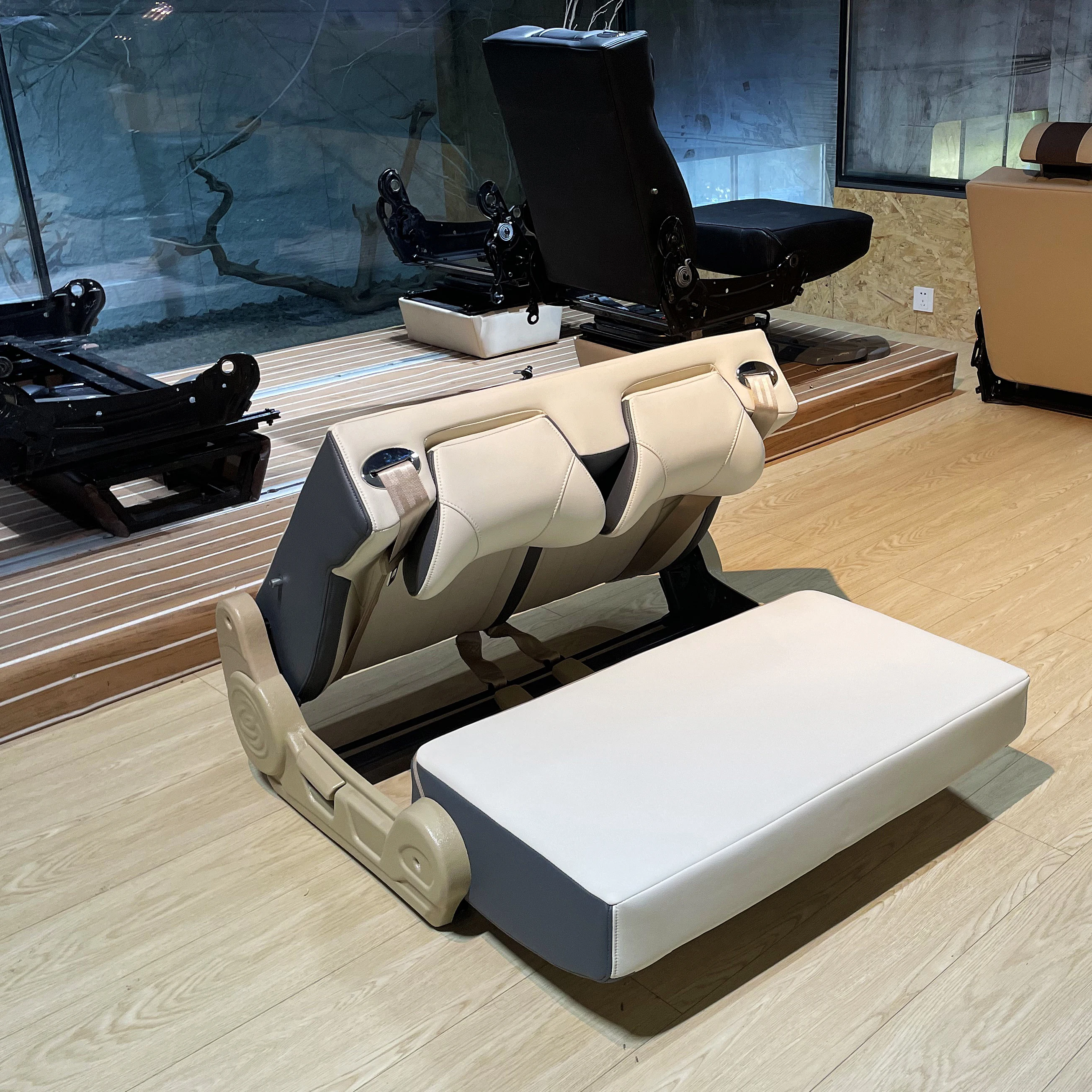 Customize Easily Convertible PU Leather Modified Car Seat For Toyota Commuter Campervan MPV RV Bed