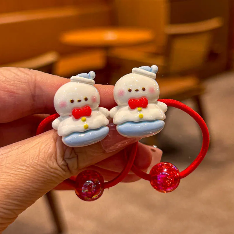 2 قطعة عيد الميلاد الجديد جميل الكرتون الفتيات العصابات الشعر المرنة إكسسوارات الشعر الأطفال العلاقات الشعر الطفل أغطية الرأس #6