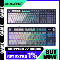 Skyloong Gk104pro mechanical keyboard 8k Smart Screen With Knob Three mode Wireless Gaming Keyboard RGB Pc Gamer Office Gifts