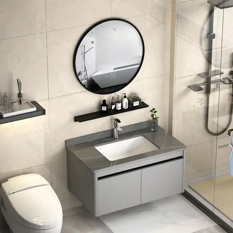 

Luxury Bathroom Cabinet Ceramic Integrated Basin Air Rounded Corner Bathroom vanity Sink Modern Archivadores Trendy Furniture