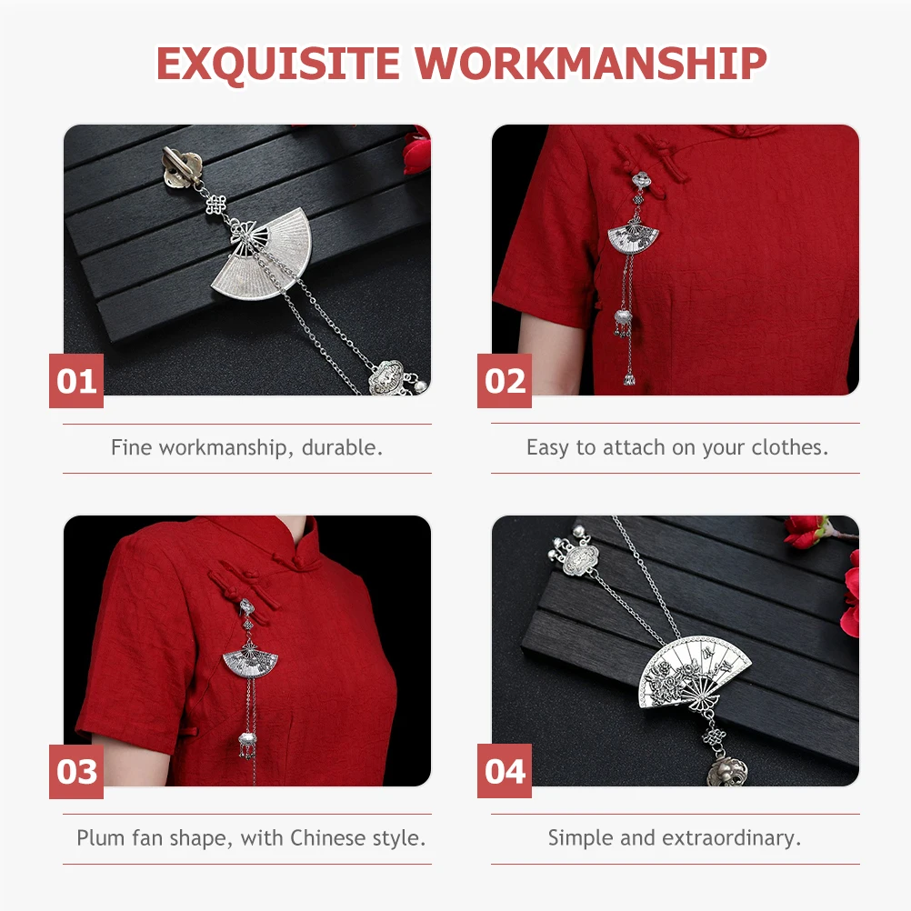 

Vintage 1Pc Fan Brooch Pin Women Dressy Blouses Clip Jewelry Style Durable Premium Material Attractive Appearance