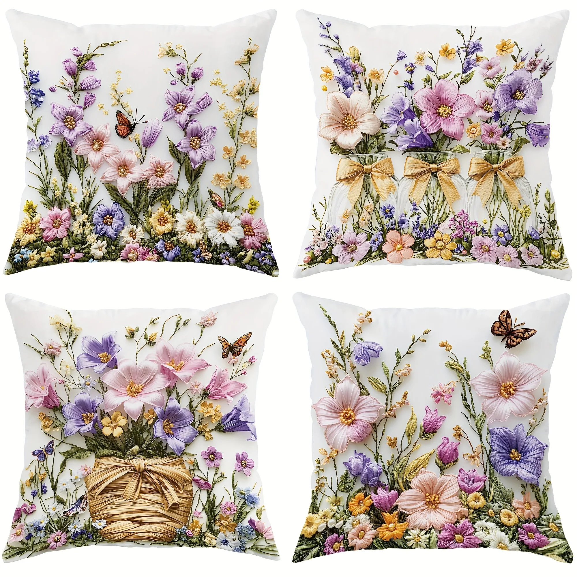 Vintage Print Pattern Home Decor Pillowcase Bedroom Living Room Sofa Decoration Polyester Cushion Cover with Zipper