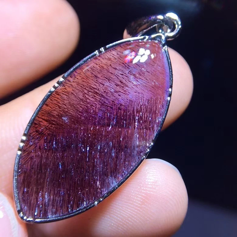 

Natural Red Super Seven 7 Red Rutilated Quartz Pendant Brazil Super Seven 30/15.3mm Necklace AAAAA