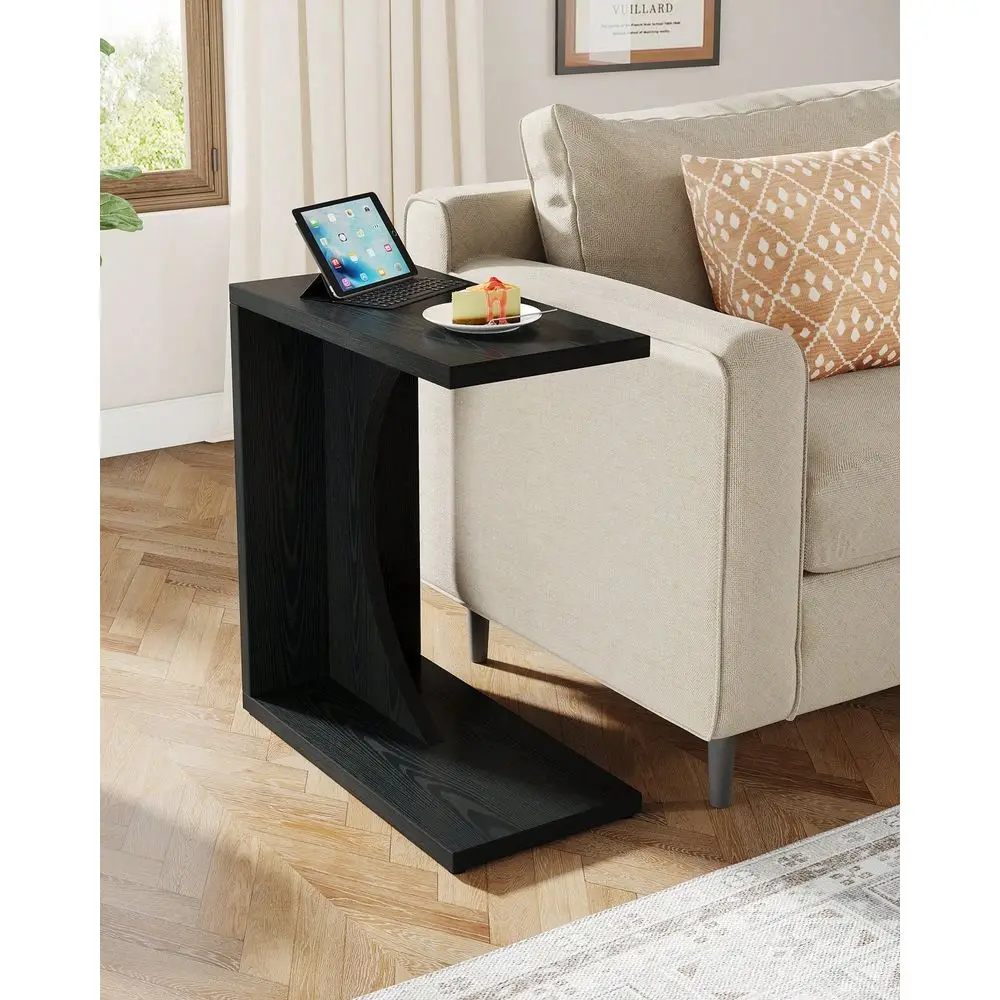 Black CShaped End Table, Small Sofa Side Table Couch Table For Living Room, Bedroom