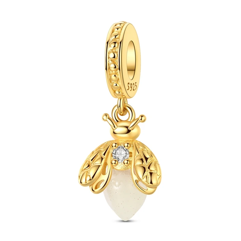 925 Sterling Silber Original Gold Serie Buch Stern Mond Nacht Anhänger Charms Perlen Passend für Armband DIY Anhänger für Damen Schmuck