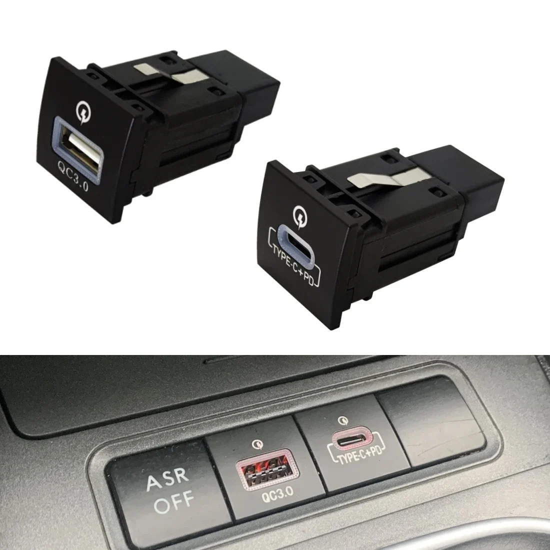 For VW Golf 6 Jetta 5 MK5 Scirocco 06-12 QC3.0 Type C PD USB Quick Car Charger Socket Nondestructive Replacement Harness 12V/24