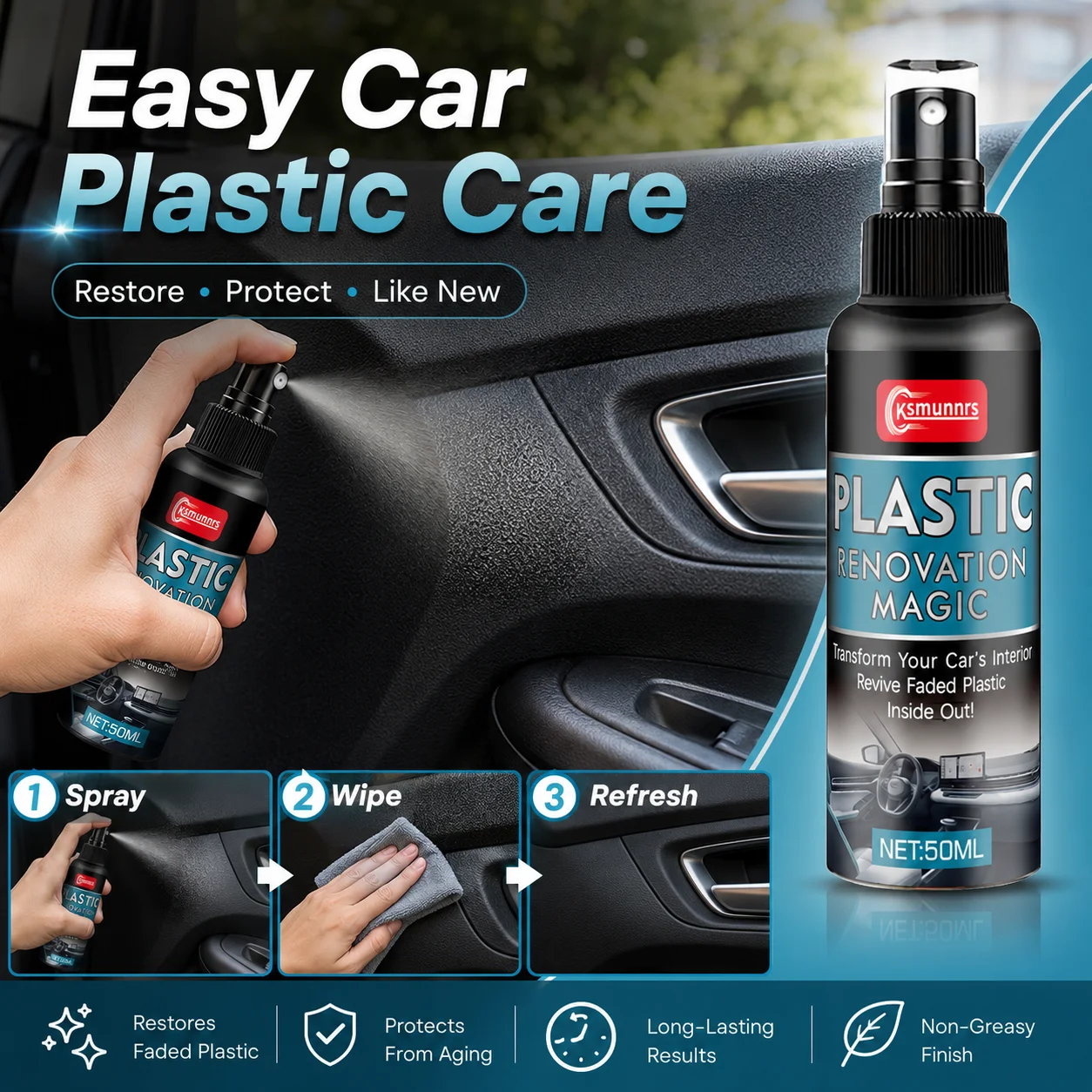 New Automobile hide plastic cleaning spray, interior refurbishment protector, long-term hydrophobic scratch resistant coating