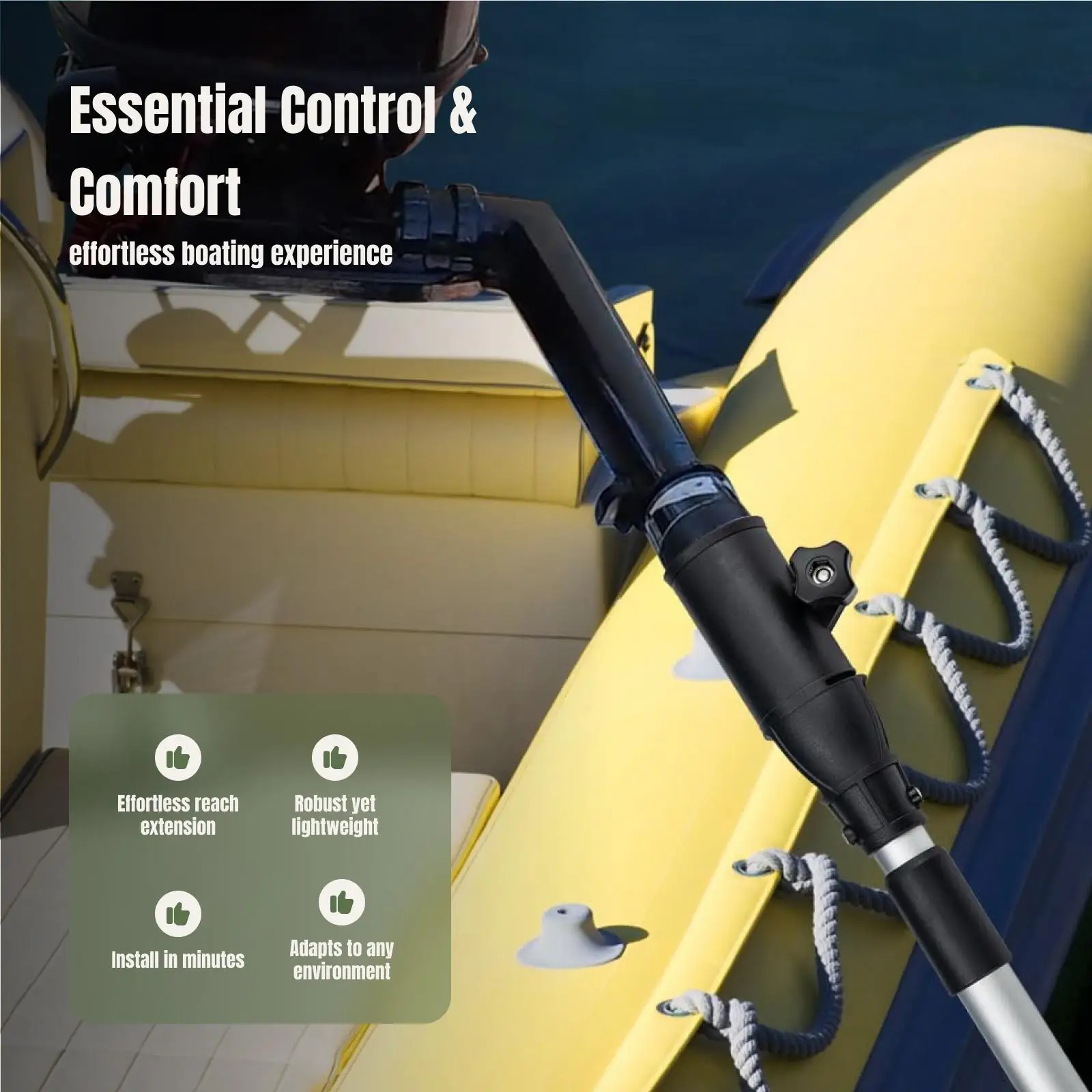 Boat Motor Tiller Extension Handle 19.3 inch Extended Boat Accessory Spare Parts Sturdy Ergonomic Grip Practical for Outboard