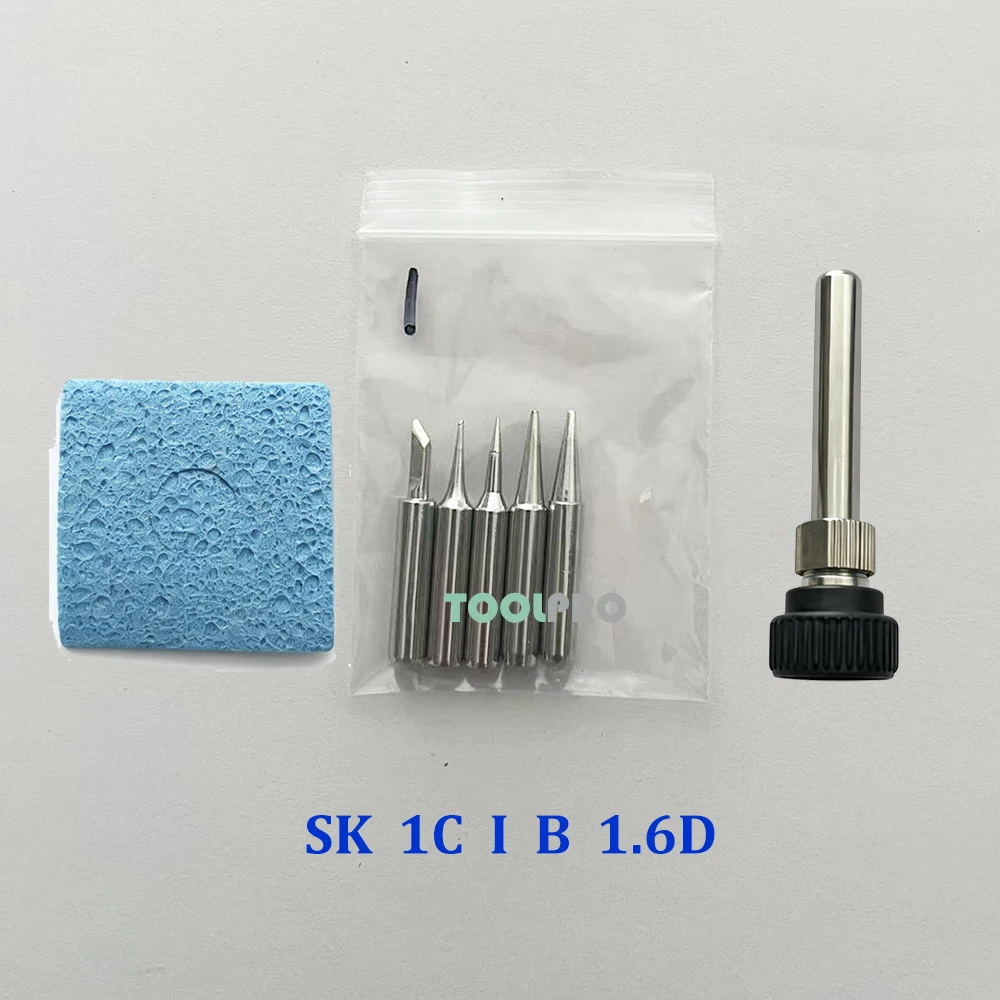 900M Soldering Iron Tips Kit 900M-T SK/1C/I/B/1.6D Soldering Iron Sleeve Cleaning Sponge for 936 Soldering Station