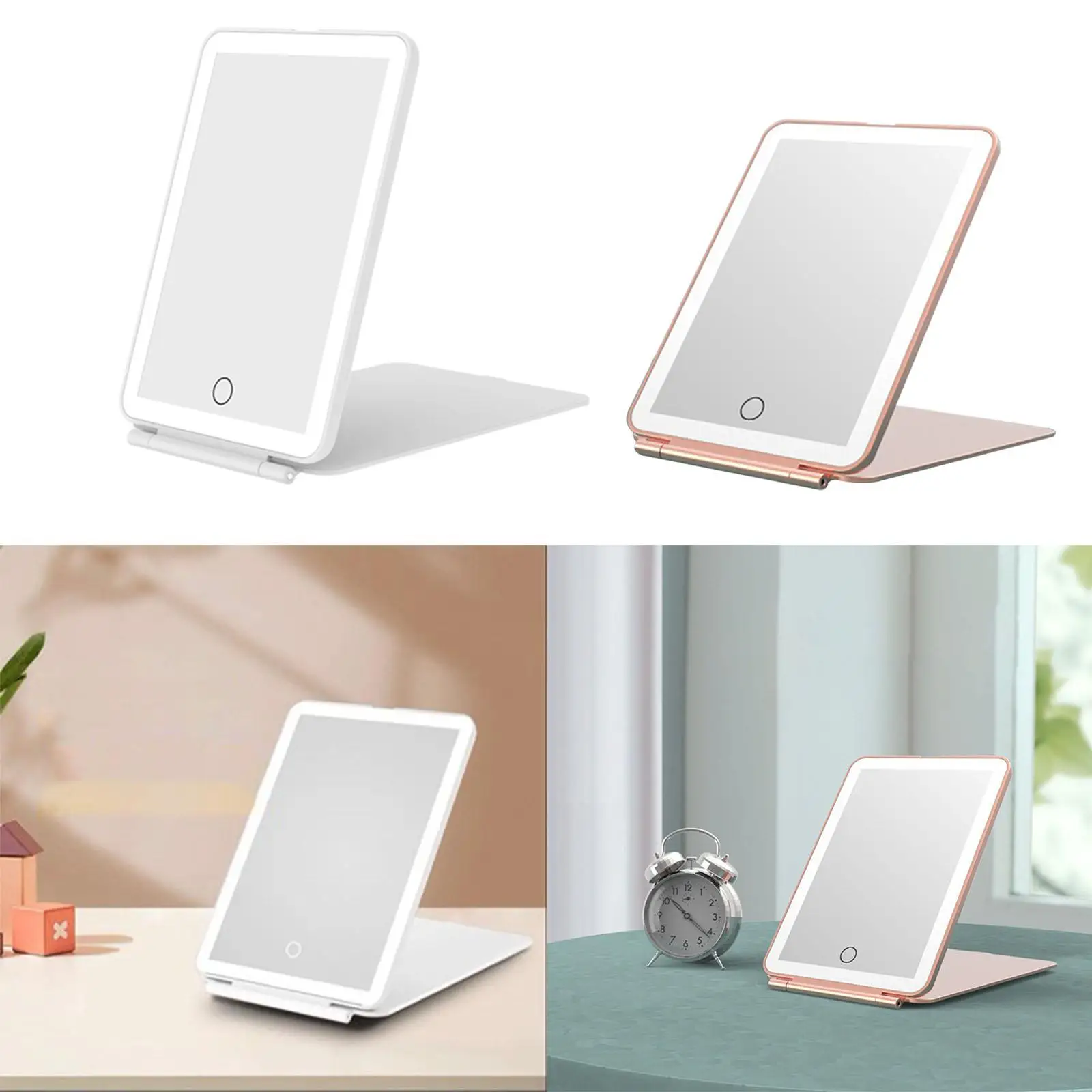 Składane lusterko podróżne do makijażu LED 3 kolory trybów światła z możliwością przyciemniania kompaktowych rozmiarów lustro kosmetyczne lusterko kosmetyczne prezent dla kobiet dziewcząt