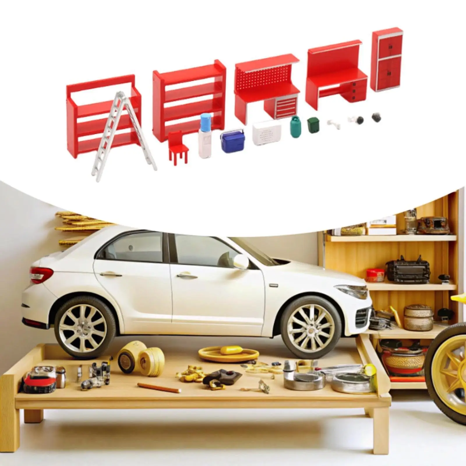 

1/64 Diorama Accessories Model Set Accessory Sturdy,Hand Painted,Creative,Miniature Realistic for DIY Micro Scene Photography