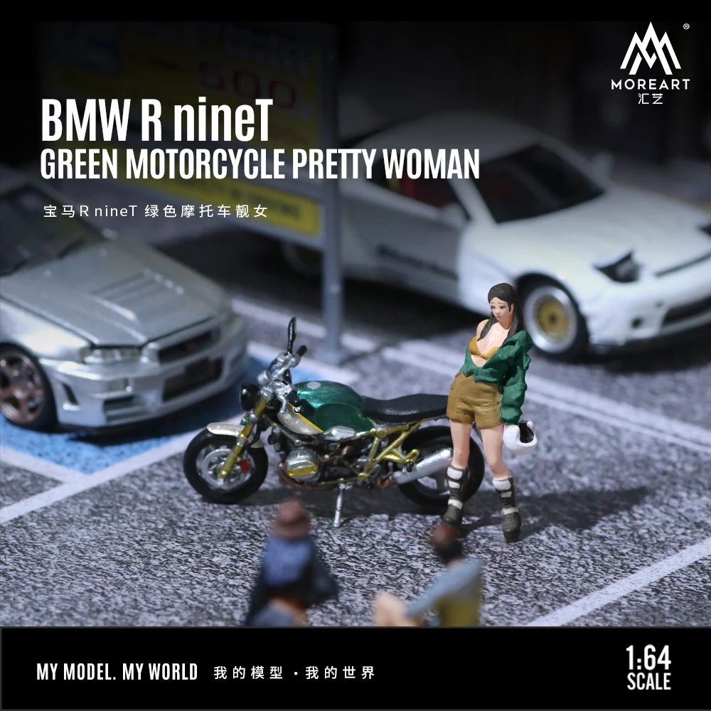 

Pre-order *MoreArt 1:64 BMW R nineT Green Motorcycle Doll Set - shipping in December