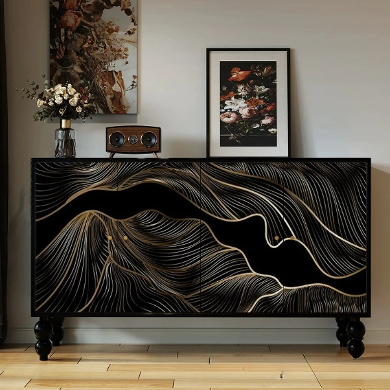 The sideboard is hand-drawn and the picture can be customized to decorate the entrance cabinet of the hotel and homestay