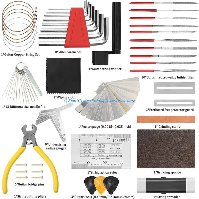 

54 шт. полный набор инструментов для ремонта гитары, набор инструментов для ремонта гитары, набор инструментов для переноски,