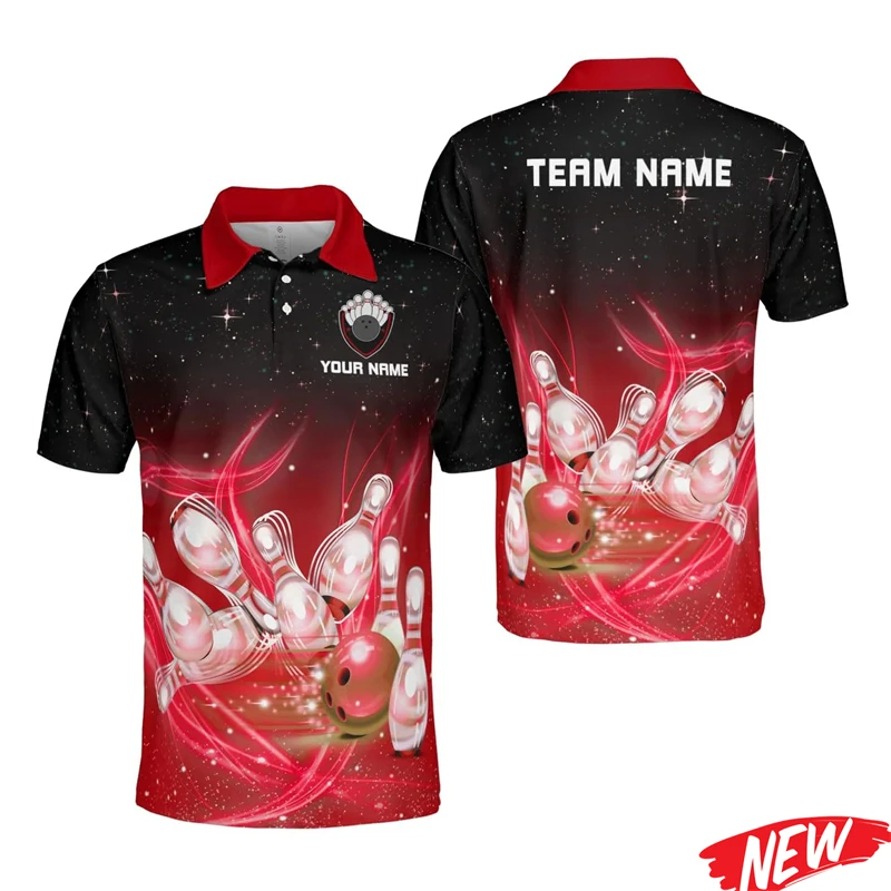 

Custom Name Men's Polo Shirt DIY Bowling Team Name Lapel Short Sleeve Button Tshirt Sports New 3d Printed Bowling Polo Shirts