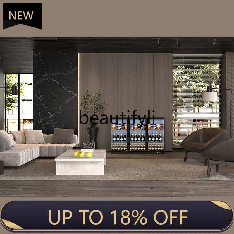 

FF Embedded Beverage Bar Counter Refrigerated Display Cabinet Air-Cooled Countertop Double Door Refrigerator Freezer