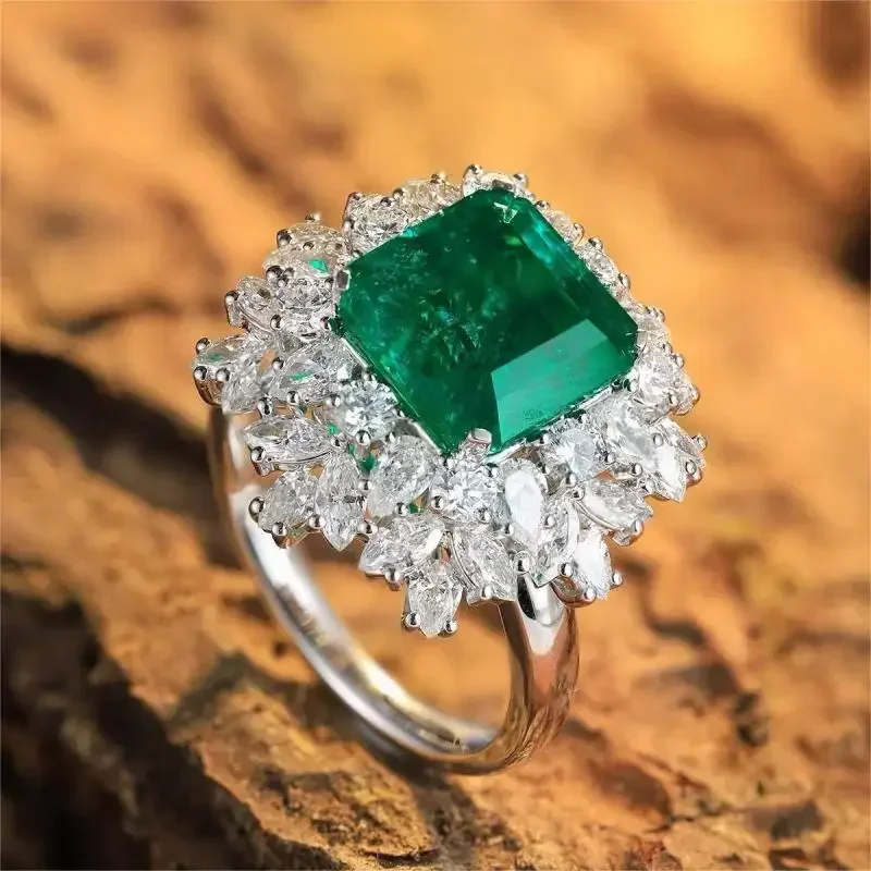 Pirmiana New 18k White Gold 4.88ct Lad Grown Emerald Dual-use Ring High Fine Jewelry for Women Party Gift