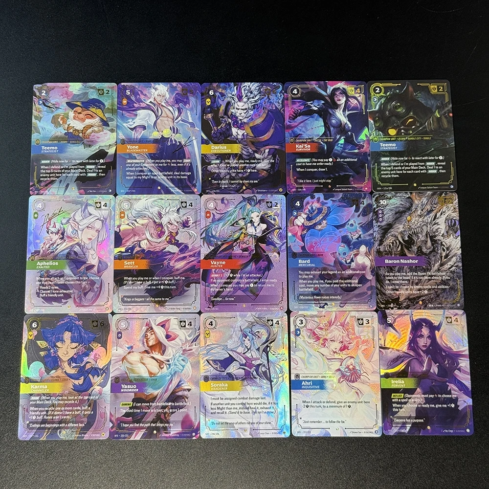 Riftmana Champion Foil Game Card Gold cards Texture cards Ahri Aphelios Bard Baron Nashor Darius Irelia Kai'Sa Karma Sett Soraka