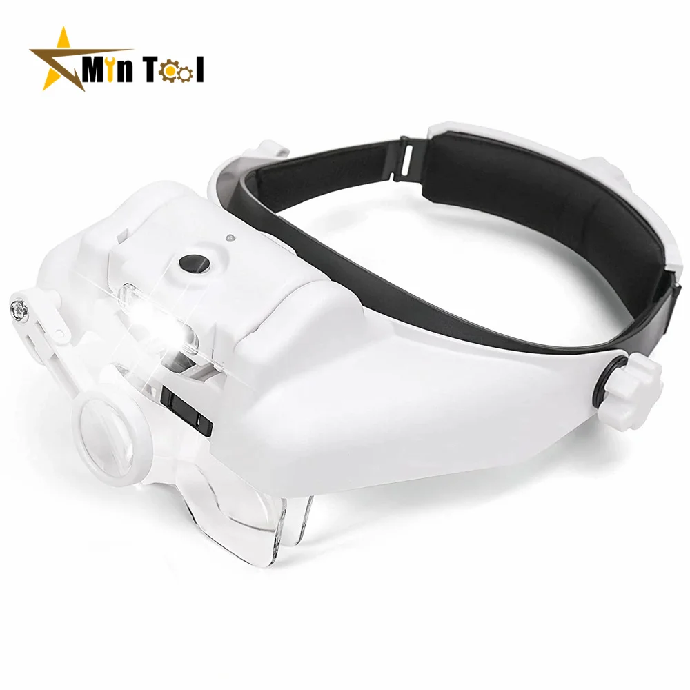 USB Rechargeable Glasses Loupe Watchmaker Glasses Magnifier LED Headband Magnifying Glass 1.5x 2x 2.5x 3x 3.5x 8 Repair Tool