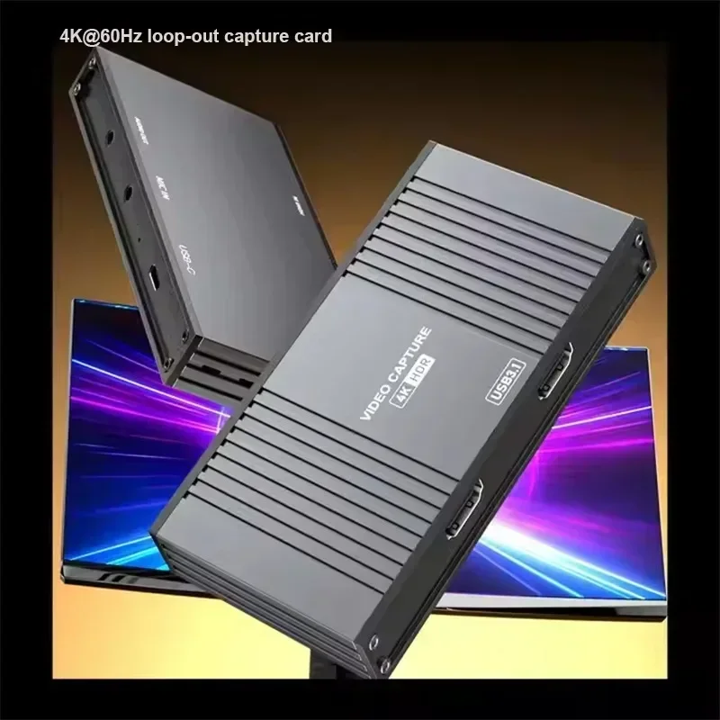 New custom portable high definition game audio video capture card box usb-c 3.2gen1 5Gb Hdmi 2.0 Loof-Out video capture 4K