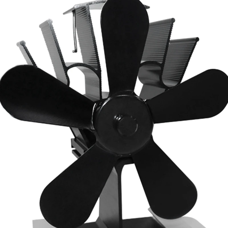 Wood Stove Fan Fireplace Fan  5-Blade Heat Powered Stove Fan With Thermometer For Wood/Log Burners/Fireplaces/Heaters