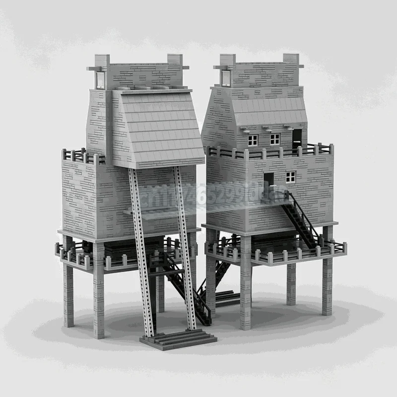 2464PCS Industrial Railway Coal Loading Tower Building Blocks Train Station Structure Model DIY Assembly Display Home Decor Gift
