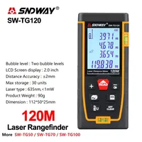 SNDWAY Laser Rangefinder SW-TG50 TG120 Series 2 Inch Screen 50 70 100 120m 2 Bubble Leverl Laser Distance Meter Range Finder