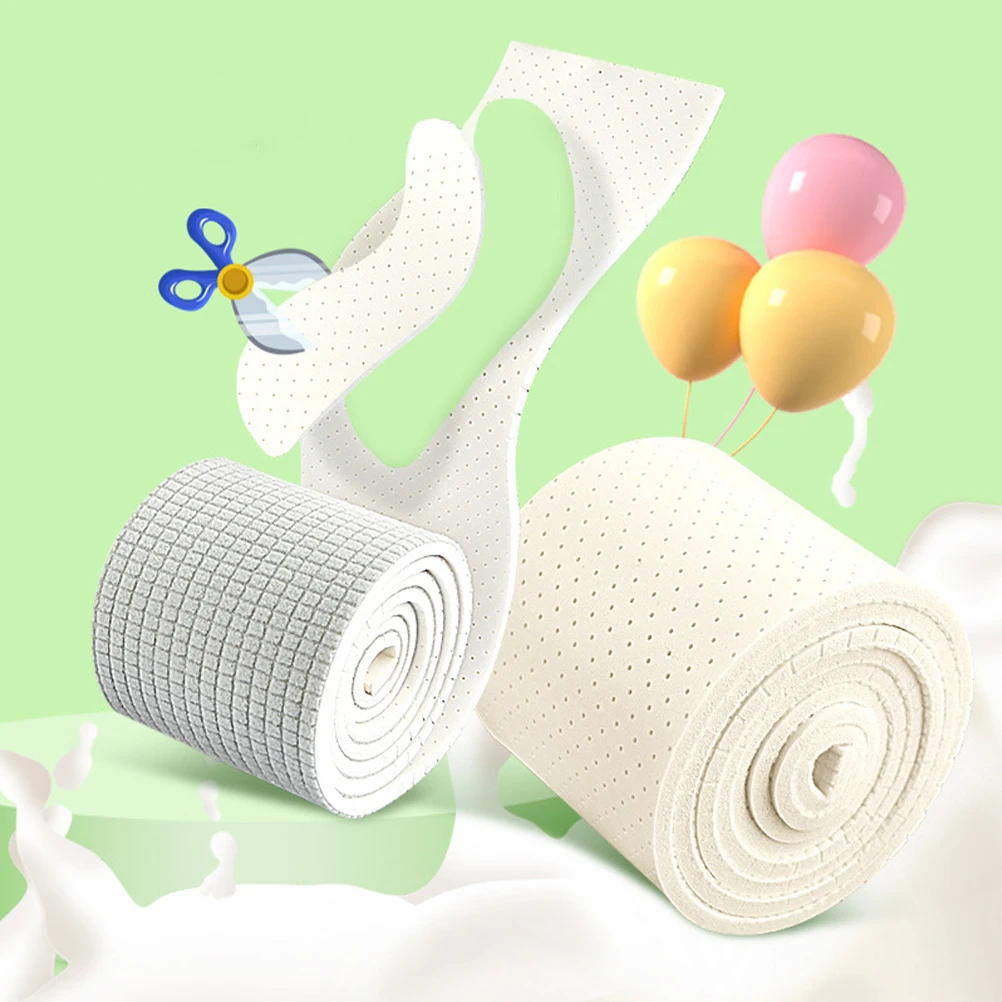 แผ่นรองรองเท้าลาเท็กซ์ 2 ชิ้น ตัดขนาดได้ แผ่นรองรองเท้าแบบแถบสำหรับปรับแต่งเอง แผ่นรองรองเท้าแบบ DIY ระบายอากาศได้ดี รองรับการวิ่งและเดิน