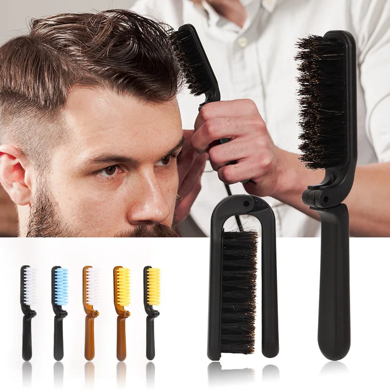 Men Bristle Hair Brush Barber Salon Shaving Brush Travell Pocket Foldable Handle Male Beard Hairbrush Hair Salon Styling Tools