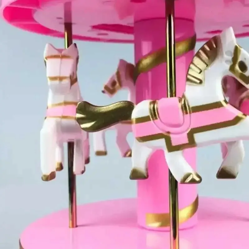 Роскошная музыкальная шкатулка-карусель ручной работы с 4 вращающимися лошадьми, романтический музыкальный подарок на годовщину свадьбы