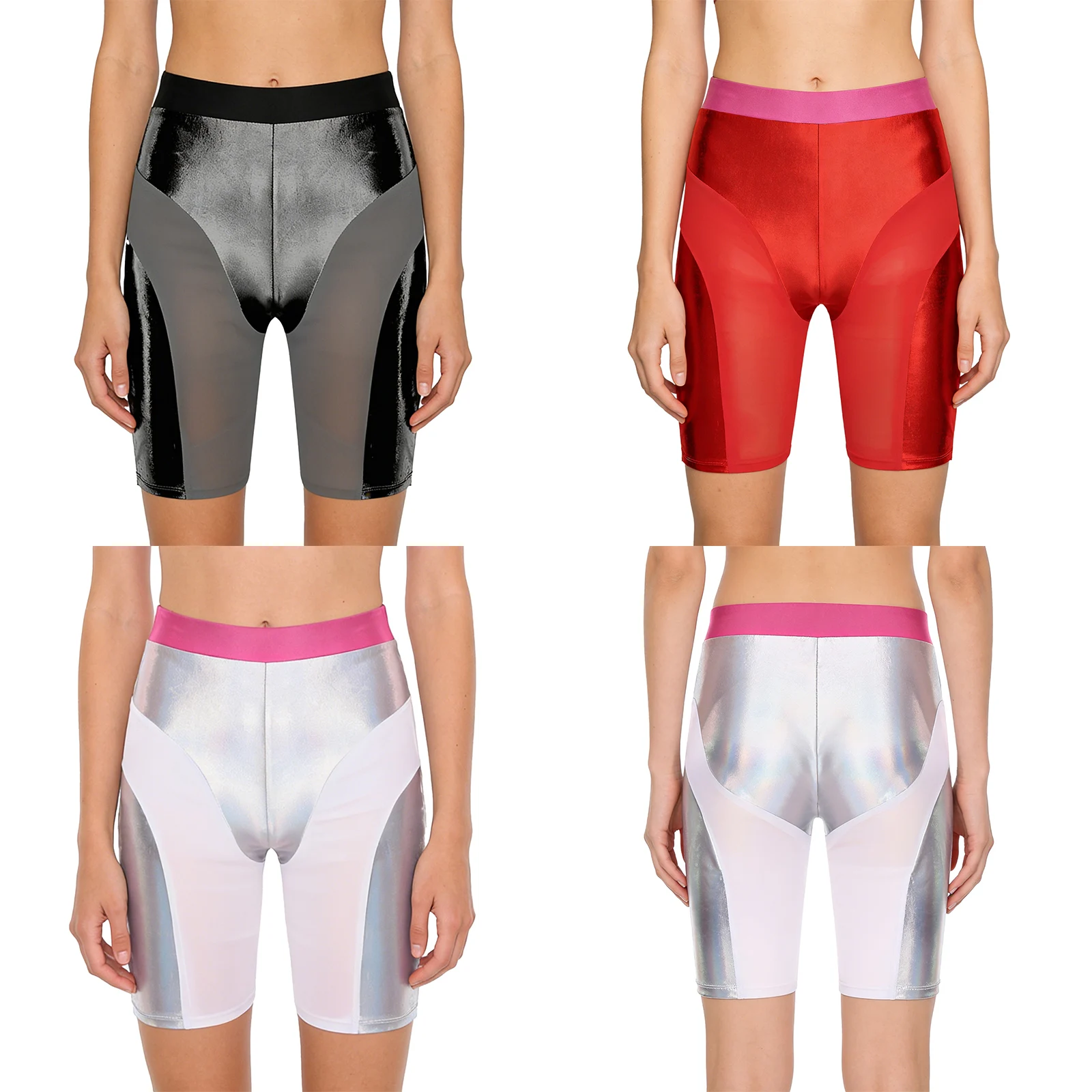 Mulheres motocicleta motociclista esporte correndo shorts retalhos cintura fino ajuste lápis shorts para yoga treino esporte musculação curto