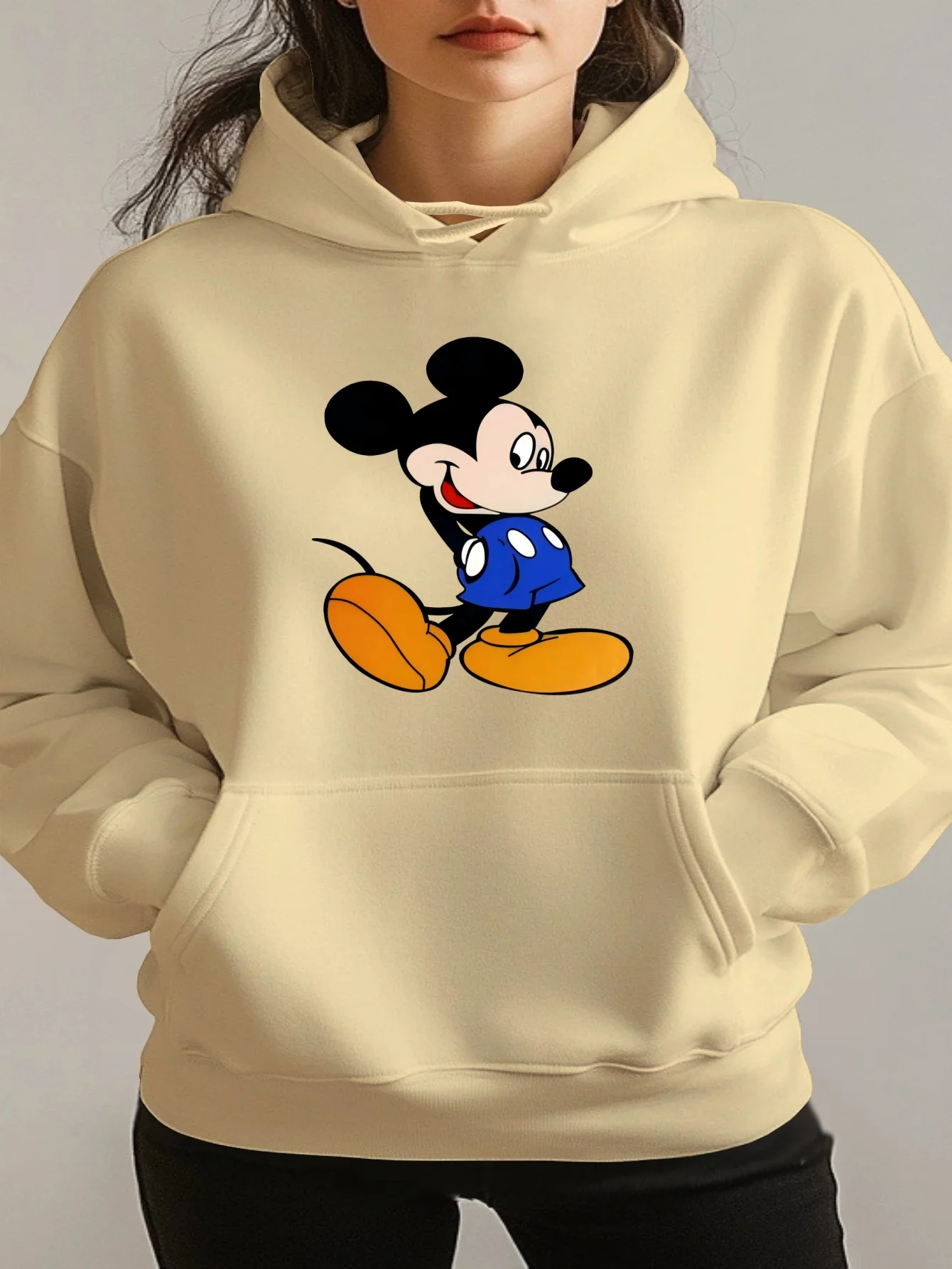 Толстовки с Микки Маусом Disney, модные толстовки унисекс большого размера, осенне-зимние флисовые повседневные универсальные уличные кофты