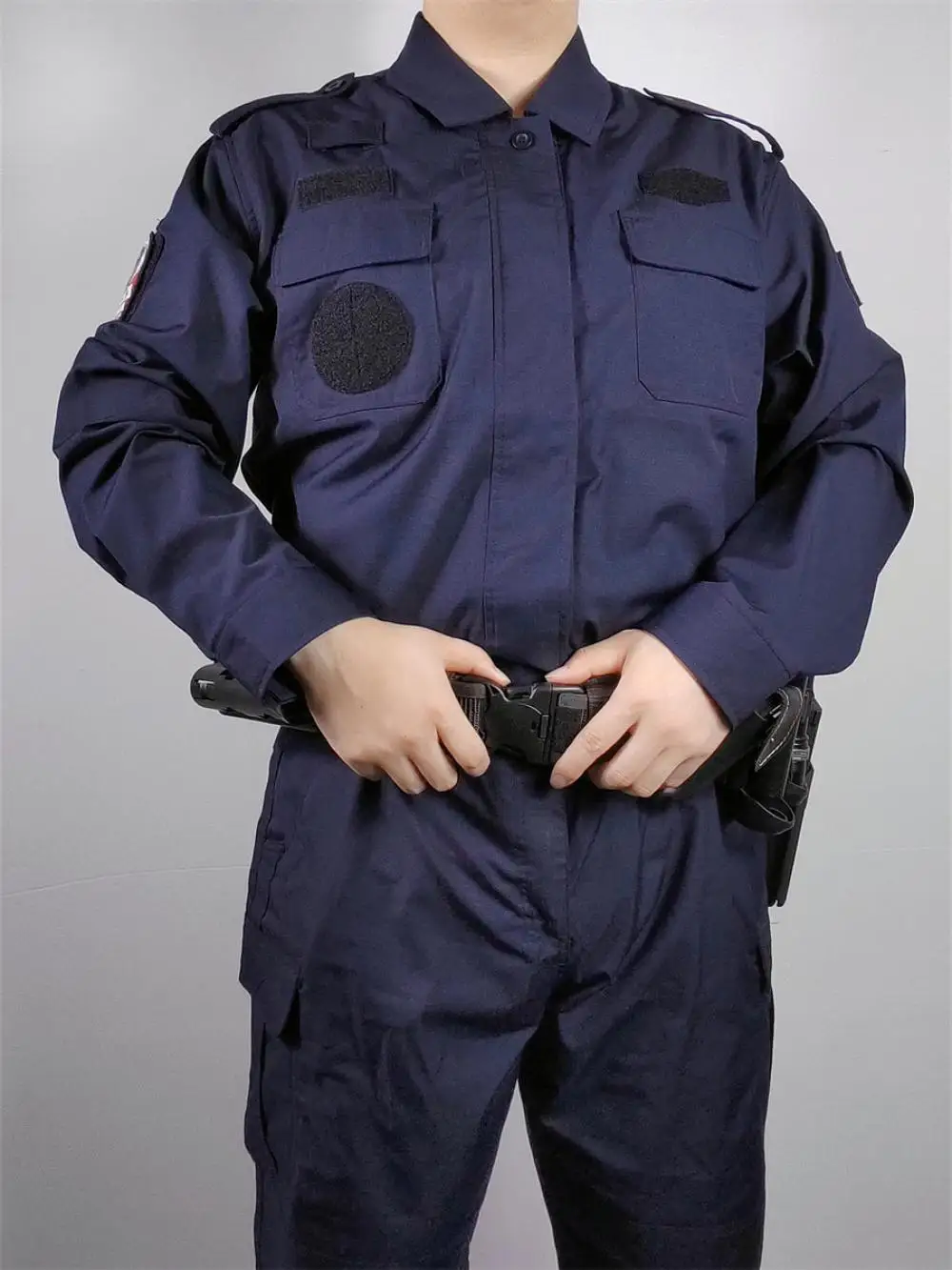 Training Uniform Spring and Autumn Seasons Tactical Set Navy Blue Plaid Instructor Security Training Uniform