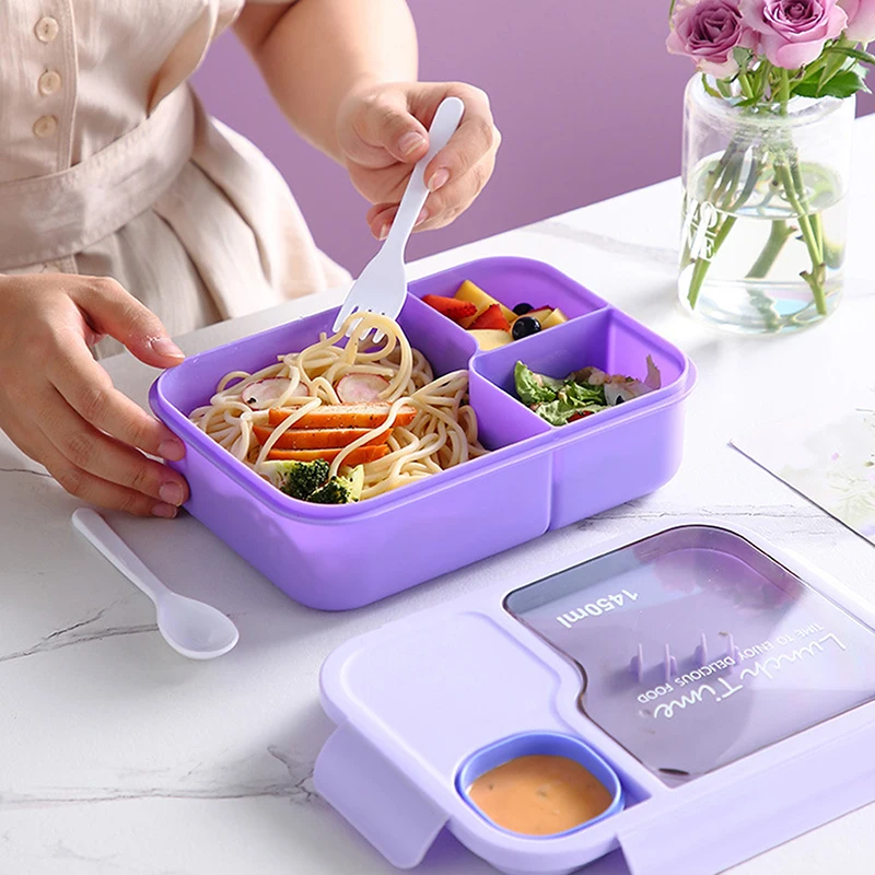 Pudełko na lunch Bento dla dzieci studenci kreskówek Kawaii śliczne podgrzewane 3-siatkowe pudełko na przekąski kanapkowe specjalne przechowywanie żywności w stołówce