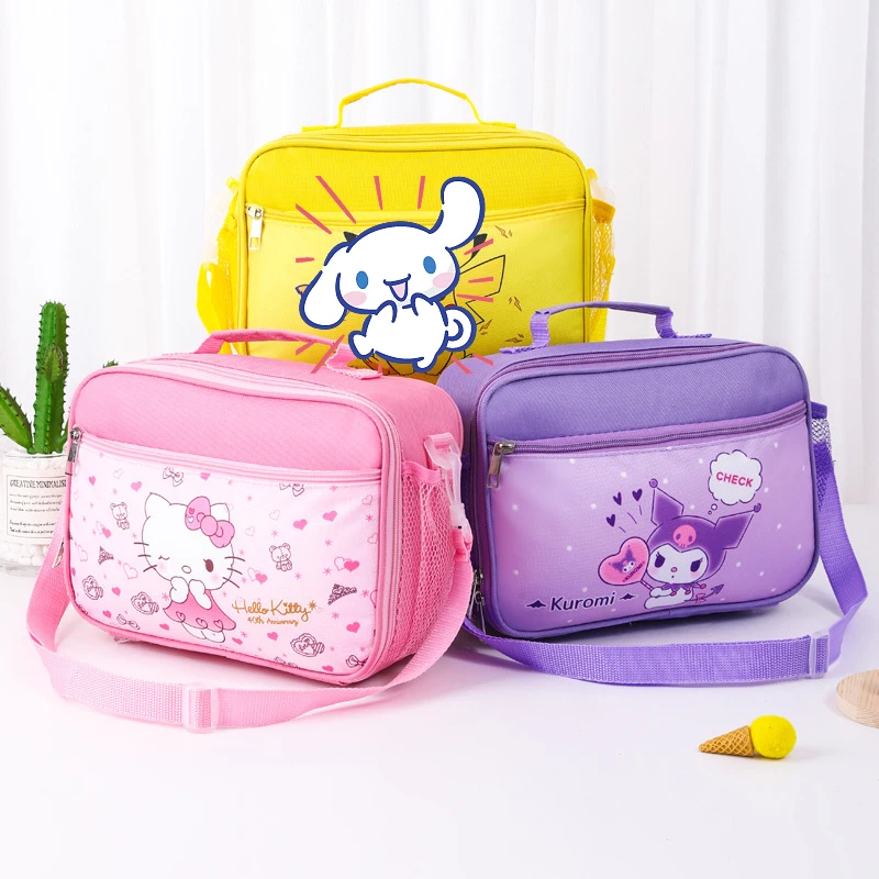

Sanrio Kuromi Cinnamoroll мультяшная сумка для ланча, изолированная коробка, Холщовый термоконтейнер для холодной еды, сумка для хранения пикника, бенто