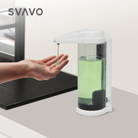 SVAVO-500ml Countertop/Wall Mounted Auto Liquid Soap Dispenser, Kitchen Accessories, Bathroom Accessories (White Black Chrome)