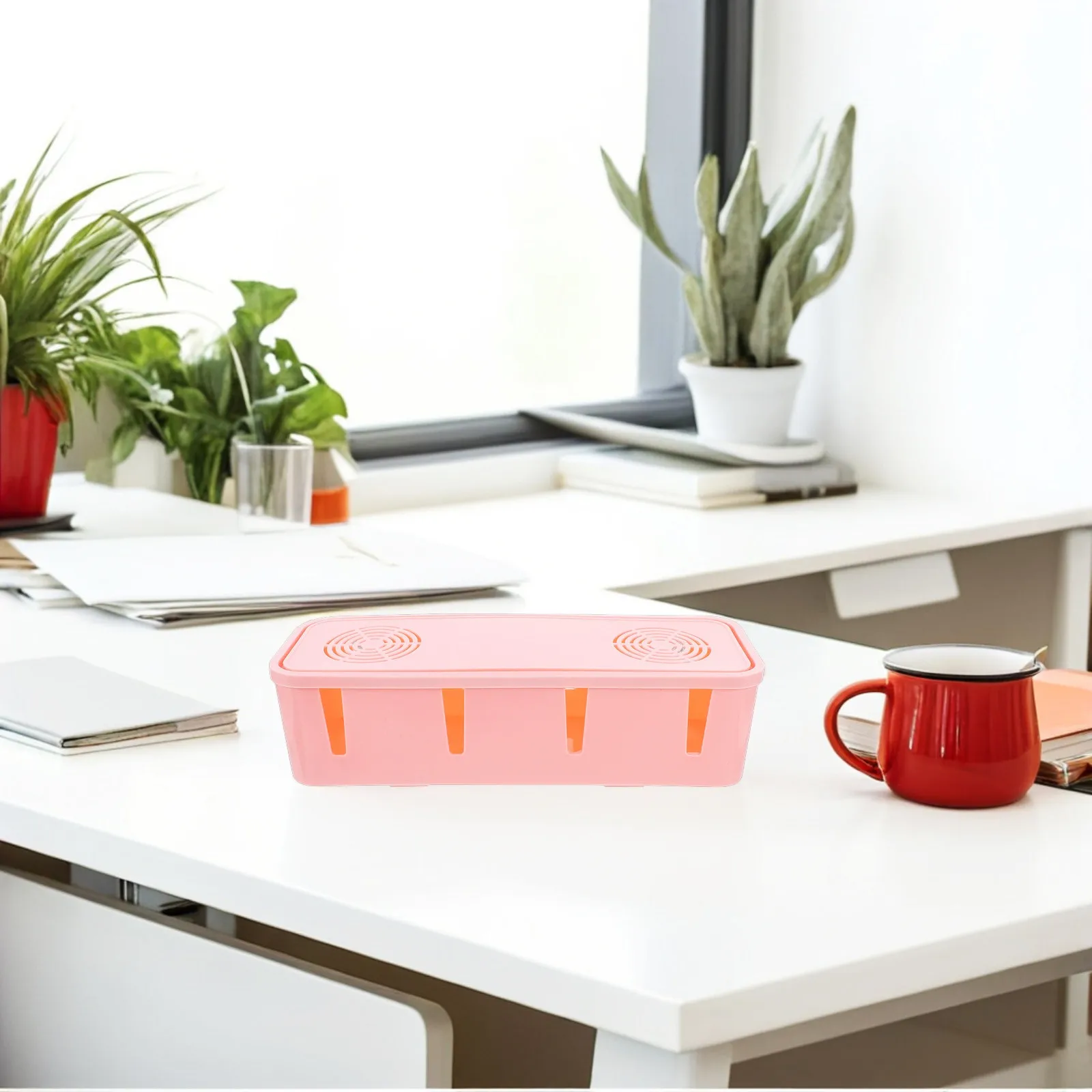 Plug Socket Cable Organizer Box Pink Anti Dust Safety Storage for Power Strip Wire Management Home Office
