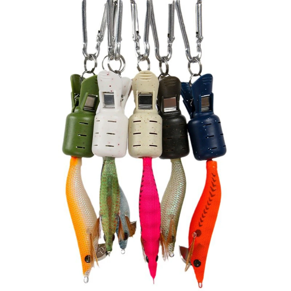 

8pcs Egi Squid Jig Hook Protector Set With Carabiner 4.9x2cm/5x2.5cm Wood-Shrimp Octopus Hook Cover ABS Fishing Accessories