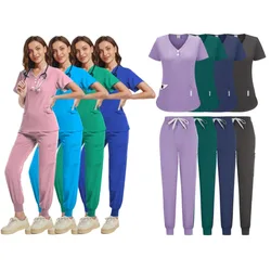 Nurse Scrubs Women Clinical Uniforms Nursing Clothes Doctor Costume Nursing Scrub Sets Dentist Work Wear Short Sleeve Tops Pants