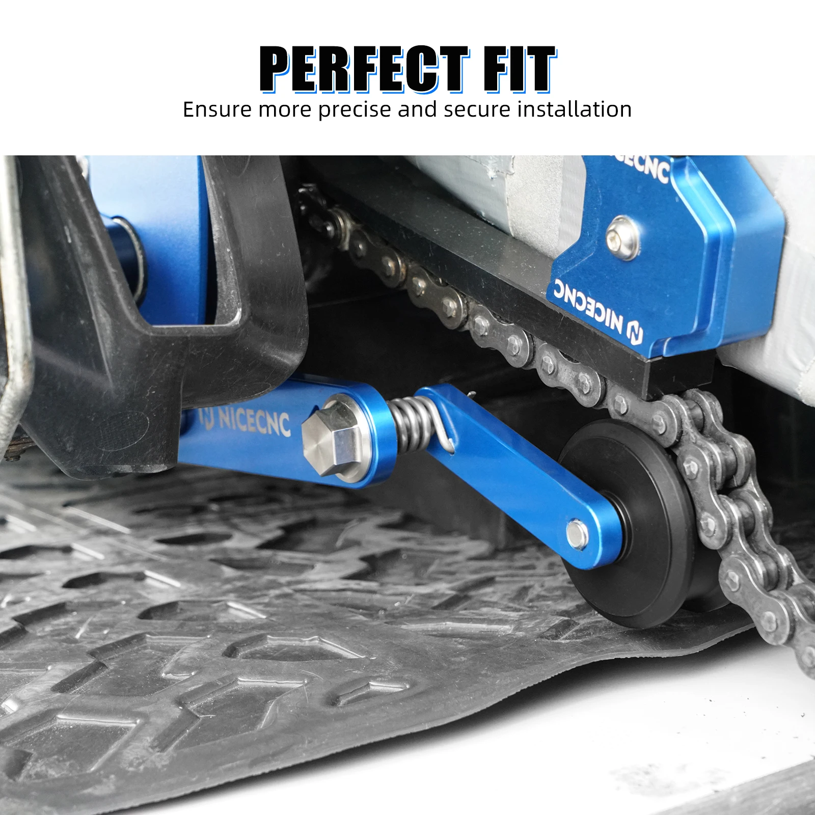 NICECNC Raptor 700 Antriebskettenspanner für Yamaha Raptor 700R 700 YFM 2013–2024, ATV-Kettenführung aus Aluminiumlegierung und Nylon