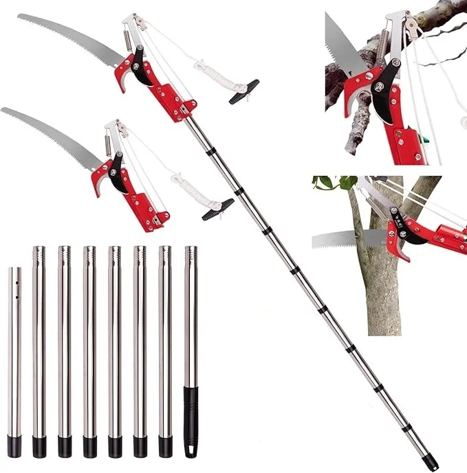 Tree Pole Pruner Manual Branches Trimmer Tree Branch Garden Tools Loppers Hand Pole Saw Extendable Height Adjustable Rod