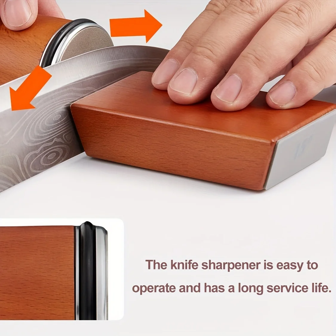 

Premium Roller Sharpener Set - Wooden Handle, Manual Sharpening Stone Kit For Kitchen Knives